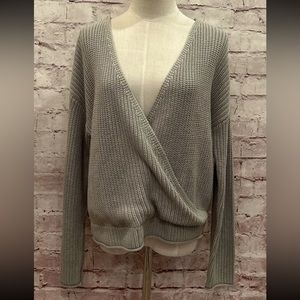 Madison & Moon Green Wrap Sweater Plunging Neck/Back Medium